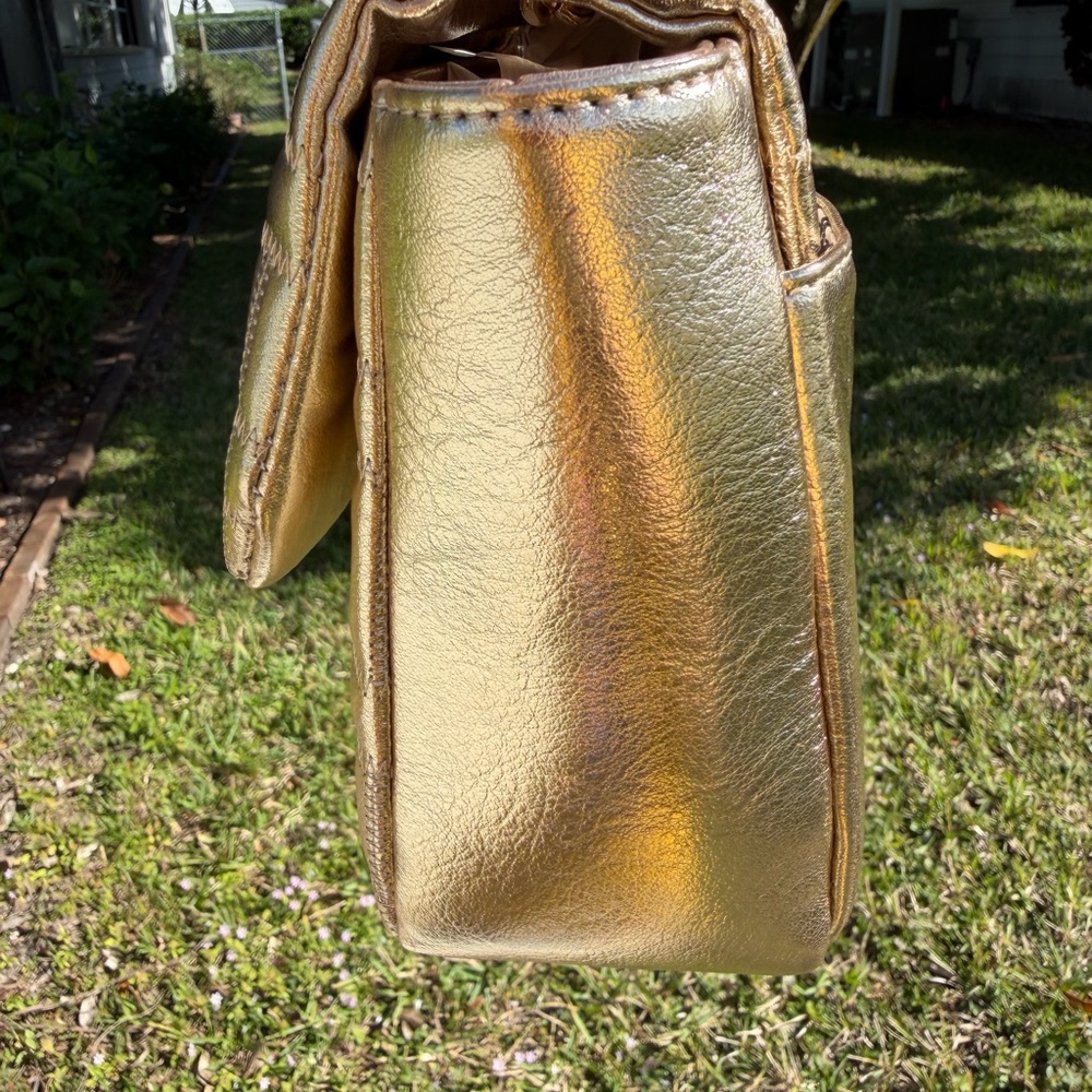 JESSICA SIMPSON Gillian Gold Quilted Shoulder/Crossbody Chain Bag In Gold - Picture 6 of 14